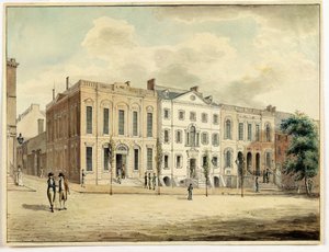 Noordoostelijke hoek van Wall en William Streets, New York City, 1798 door Archibald Robertson