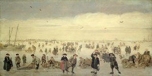 Winterscène met Talrijke Figuren op het IJs door Arent Arentsz