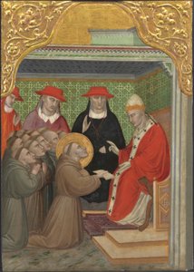 Sint Franciscus voor de paus door Aretino Luca Spinello or Spinelli