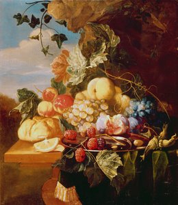 Stilleven met fruit en bloemen