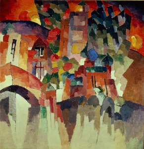 Kislovodsk landschap met poorten, 1913 door Aristarkh Vasilievic Lentulov