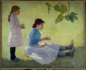 De Bloemenkroon Schilderij door Aristide Maillol (1861-1944) 1889 Privécollectie