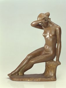 Vrouw die haar gezicht met haar hand bedekt, 1900