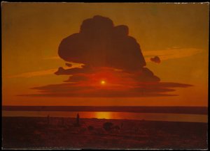 Rode zonsondergang op de Dnjepr