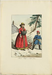Russische winterkleding uit Moeurs et Costumes des Russes, 1817 door Armand Gustave Haubigant