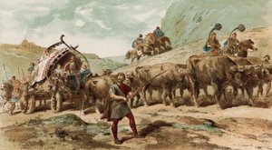 Ossenkar en Begeleiding van de Nervii Stam van Noord-Gallië