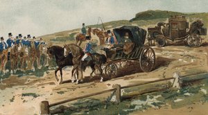 Postiljons, koets en postkoets, Nederland, 19e eeuw door Armand Jean Heins