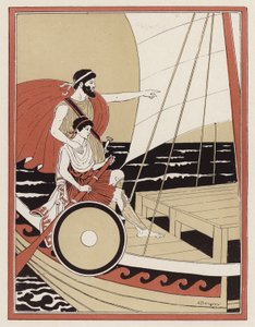 Athena begeleidt Telemachus in zijn zoektocht naar Odysseus
