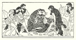 Menelaus en zijn metgezellen proberen de zeegod Proteus te vangen door Armand Joseph Bonamy