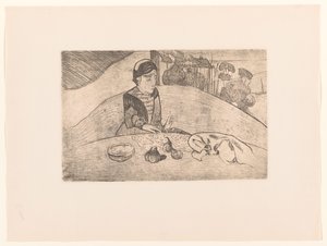 Bretonse boerin aan tafel