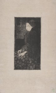 Femme assise avec chapeau a plumes (Zittende vrouw met gevederde hoed) c.1893 door Armand Séguin