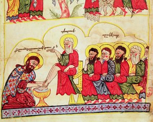Christus wast de voeten van de discipelen door Armenian School