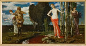 Fruehlingserwachen - Ontwaken van de lente ... (schilderij op doek) door Arnold Böcklin