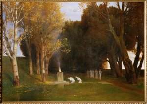Heiliger Hain - Heilig bos ... (schilderij op doek) door Arnold Böcklin