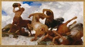 Kentaurenkampf - Een gevecht van centauren ... (schilderij op doek) door Arnold Böcklin