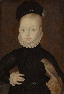 James VI en I, 1566 - 1625. Koning van Schotland 1567 - 1625. Koning van Engeland en Ierland 1603 - 1625 (Als jongen) door Arnold Bronckorst