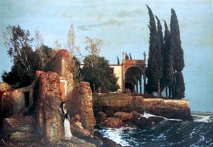 Villa aan zee door Arnold Böcklin