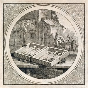 Backgammon set en spelers uit Stichtelyke Zinnebeelde