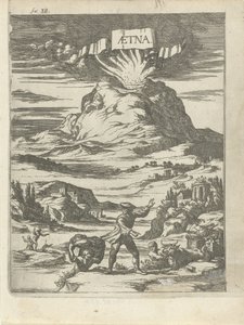 Vulkaanuitbarsting door Arnold Houbraken