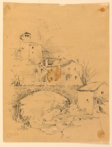 Molen over een stroom door Arnold William Brunner