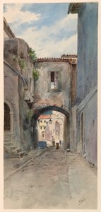 Smal Straatje met Huizen door Arnold William Brunner