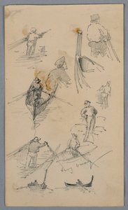 Schetsen van Figuren op Boten door Arnold William Brunner