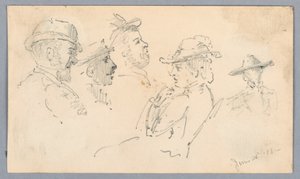 Schetsen van hoofden door Arnold William Brunner