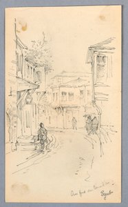 Straatscène door Arnold William Brunner