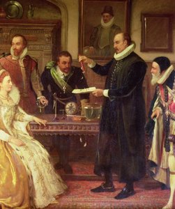 Dr. William Gilbert Toont zijn Experiment aan Koningin Elizabeth I en haar Hof (detail) door Arthur Ackland Hunt