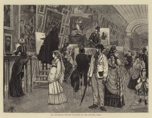 Kunststudenten die schilderijen kopiëren in het Louvre, Parijs