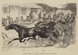 Grafisch Amerika, Trotting, Eighth Avenue, New York door Arthur Boyd Houghton