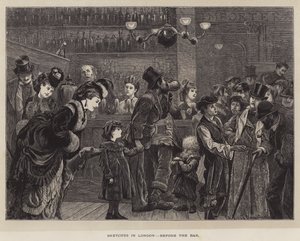 Schetsen in Londen, voor de bar door Arthur Boyd Houghton