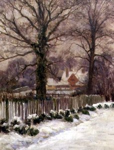 Een met sneeuw bedekte laan, Radlett, Hertfordshire