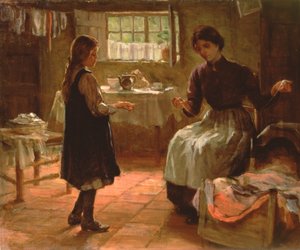Huiselijke les, ca. 1890 door Arthur Claude Cooke