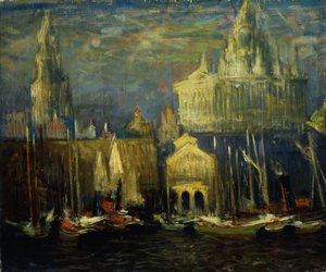 Waterfront van New York door Arthur Clifton Goodwin
