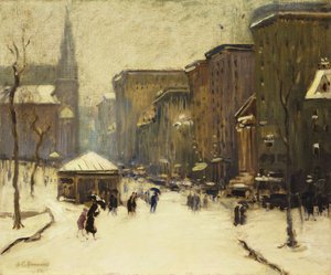 Park Street Kerk in de Sneeuw door Arthur Clifton Goodwin