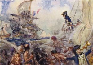 Kapitein Nelson in de Agamemnon in gevecht met de Ca Ira