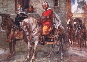 Don John arriveerde in Luxemburg en onthulde zijn vermomming, illustratie uit Romance of History: Nederland, 1920s door Arthur David McCormick
