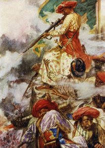 Tipu zelf stond koel te schieten op zijn oprukkende vijanden door Arthur David McCormick