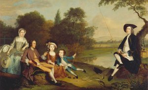Portret van een Familie, Traditioneel Bekend als de Familie Swaine van Fencroft, Cambridgeshire door Arthur Devis