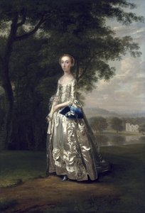 Portret van een dame in een landschap door Arthur Devis