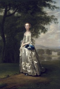 Portret van een Dame in een Landschap door Arthur Devis