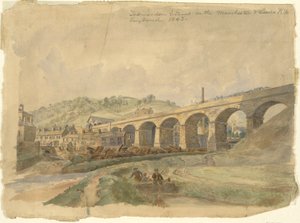 Todmorden Viaduct op de Manchester & Leeds Railway, Engeland 1843