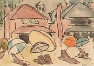 Strandparasols door Arthur Garfield Dove