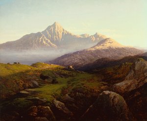 Hooglandvee in een Bergachtig Landschap door Arthur Gilbert