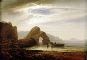 Maanlicht bij Giltar Point, nabij Tenby, Engeland, vanuit het zuiden door Arthur Gilbert