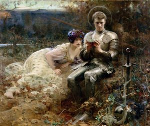 De Verleiding van Sir Percival door Arthur Hacker