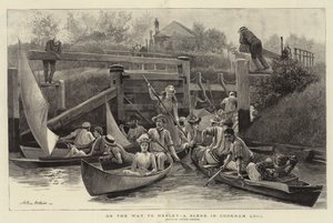 Op weg naar Henley, een scène in Cookham Lock door Arthur Hopkins
