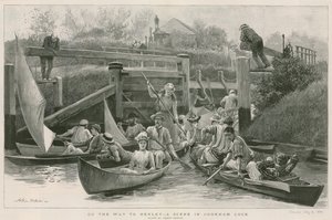 Op weg naar Henley - een scène in Cookham Lock door Arthur Hopkins