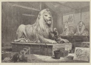 Sir Edwin Landseer modelleert de leeuwen voor Trafalgar Square door Arthur Hopkins